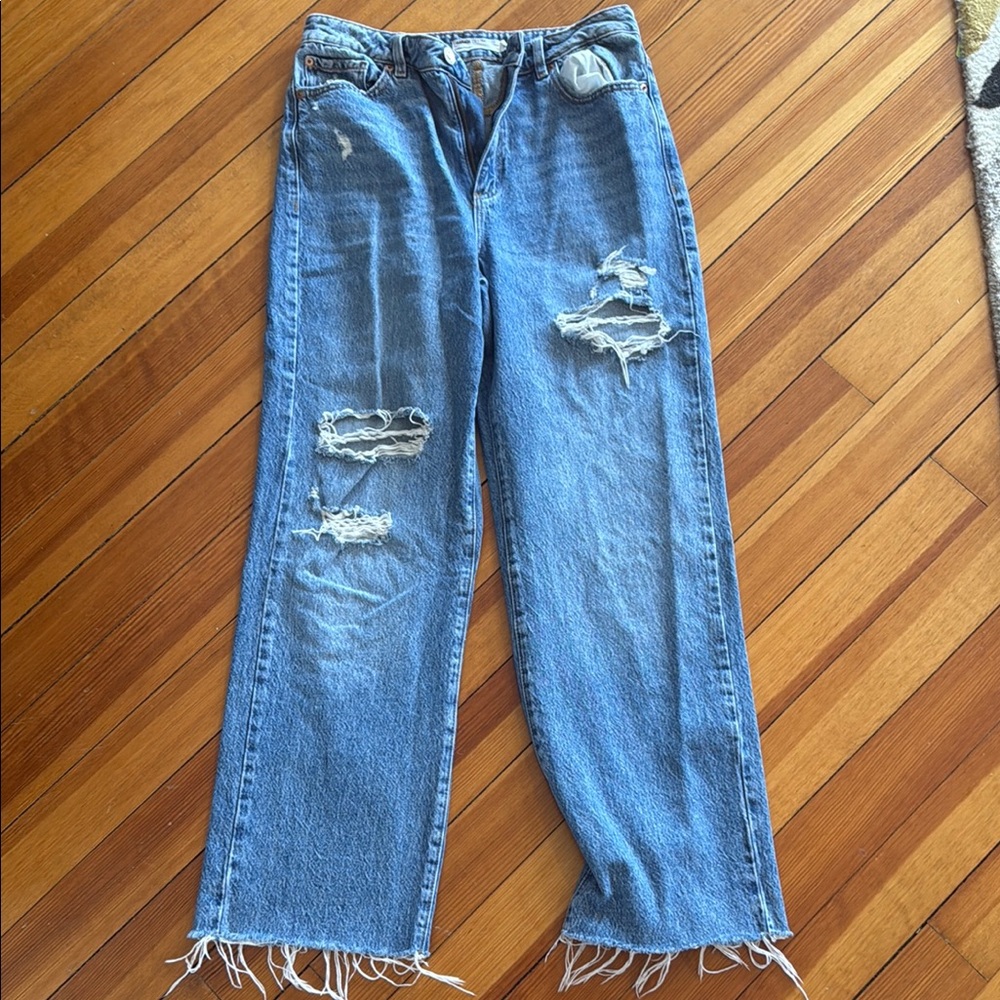 Distressed Blue Jeans